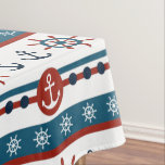 Nautical Anchor Wedding Anniversary Gift Idea Tablecloth<br><div class="desc">Personalize this beautiful design with your very own last name and established date. You can customize this design further if you want a different font and color. Design features anchor and ship wheel pattern. This makes a great gift for newlyweds or for anniversaries. A wonderful keepsake that you can actually...</div>