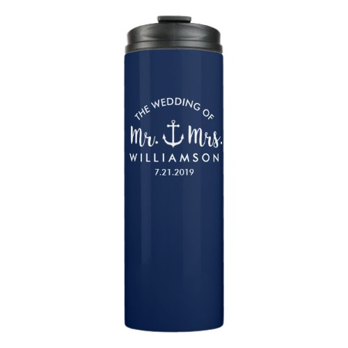 Nautical Anchor Wedding Bridal Party Favor Thermal Tumbler