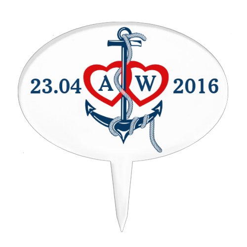 Nautical anchor wedding cake toppers Personalized