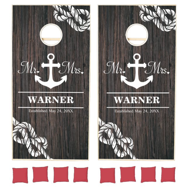 Nautical Anchor Wedding Cornhole Set (Set)