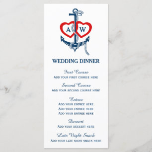 Nautical anchor Wedding dinner menu template