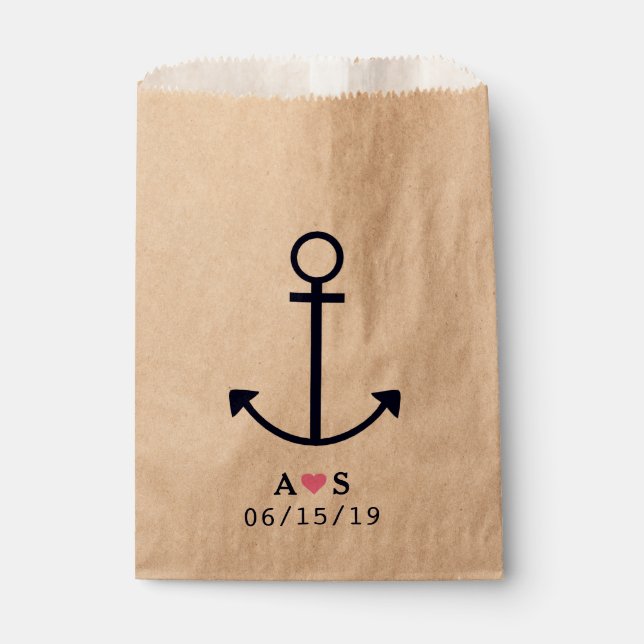 Nautical Anchor Wedding Favor Bags Personalized (Front)