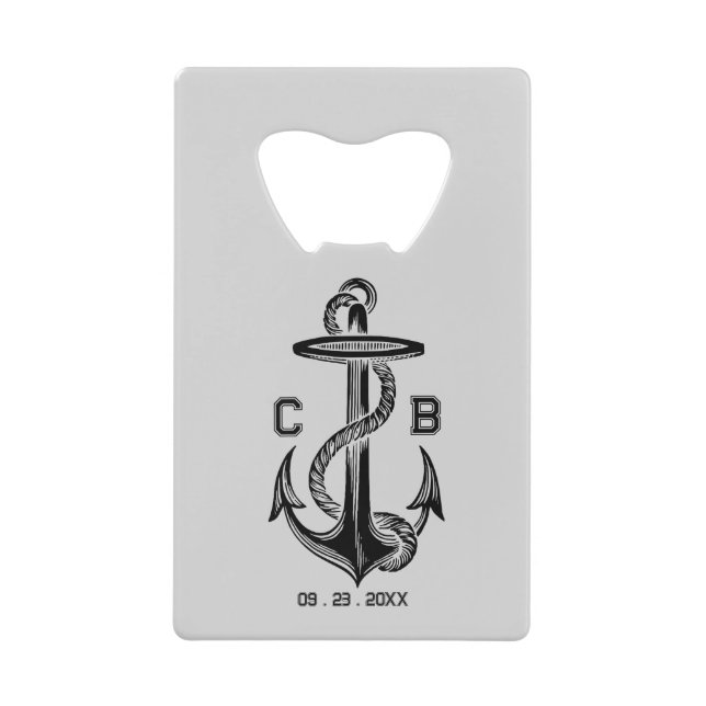 Nautical  Anchor Wedding Favor Credit Credit Card Bottle Opener (Front)