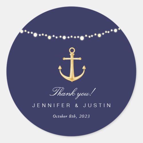 Nautical Anchor Wedding Favor Thank You Stickers