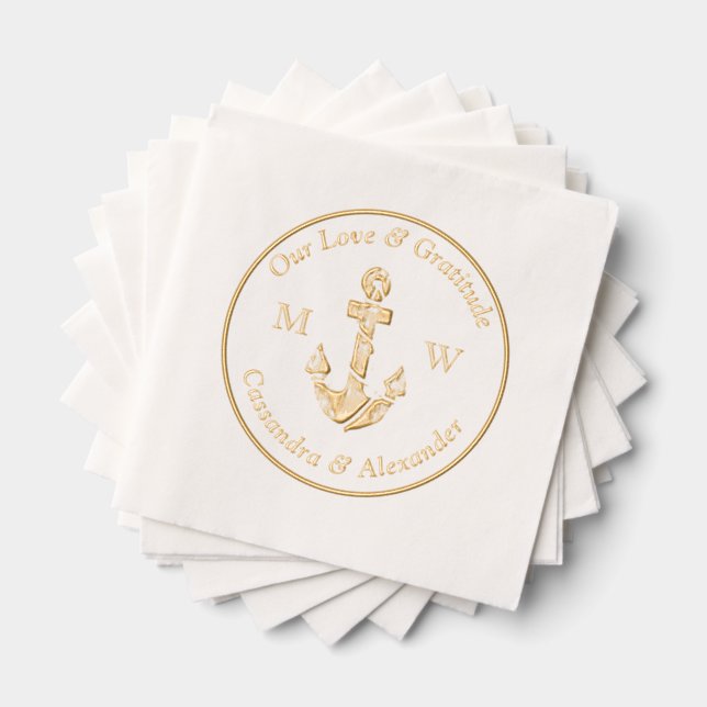 Nautical Anchor Wedding Foil Napkins (Insitu (Stacked))