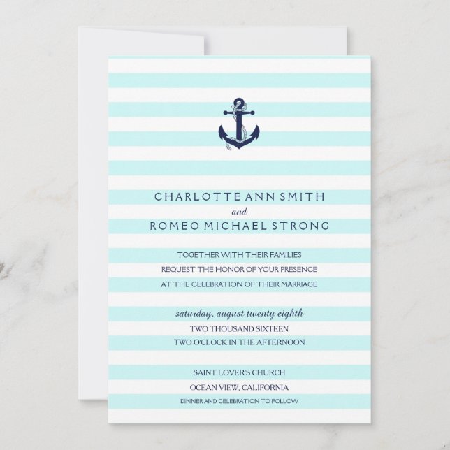 Nautical Anchor Wedding Invitation (Front)