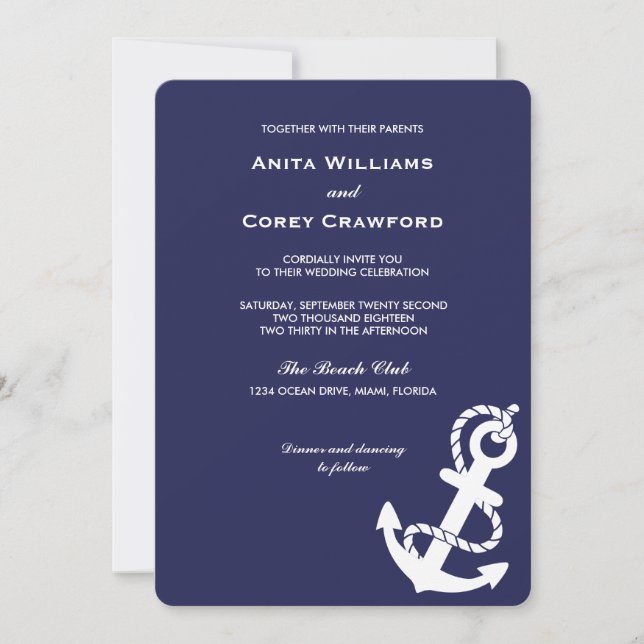 Nautical Anchor Wedding Invitation (Front)