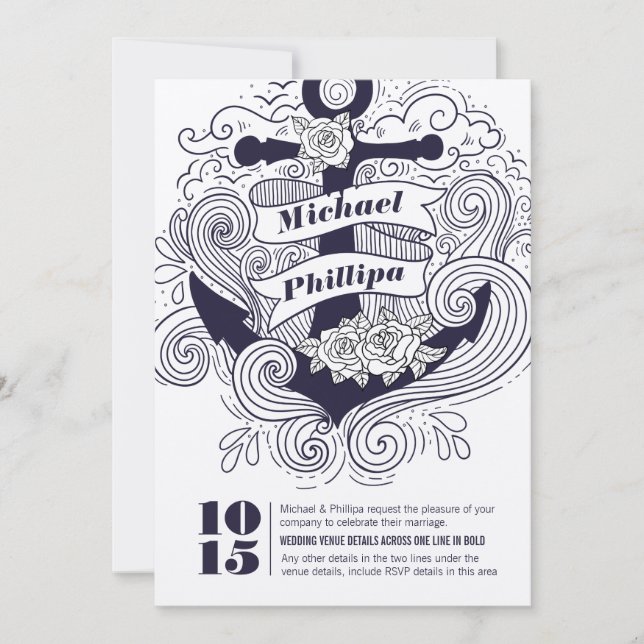 Nautical Anchor wedding Invitation (Front)