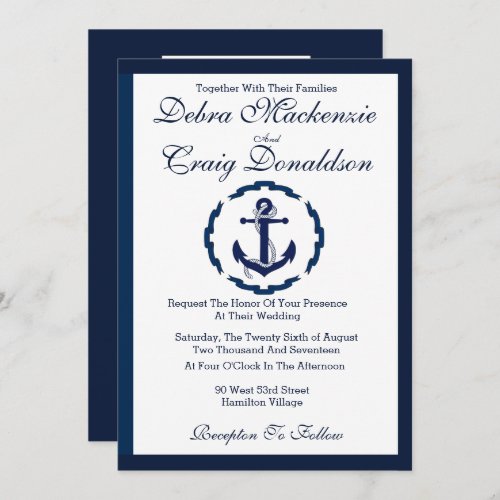 Nautical Anchor Wedding Invitation