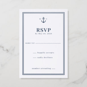 Nautical Anchor Wedding Letterpress RSVP Cards