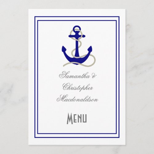 Nautical anchor wedding menu