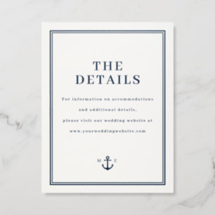 Nautical Anchor Wedding Monogram Letterpress Enclosure Card