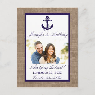 Nautical Anchor Wedding Photo Save The Date Announcement Postcard