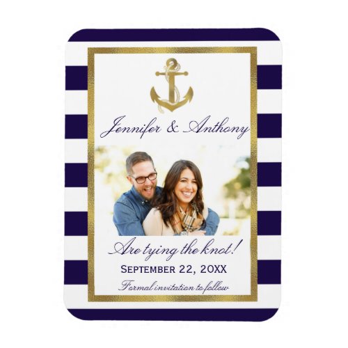 Nautical Anchor Wedding Photo Save The Date Magnet