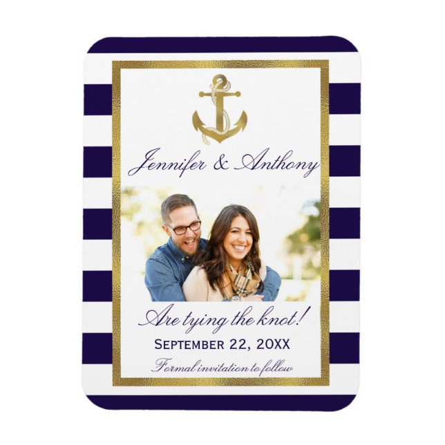 Nautical Anchor Wedding Photo Save The Date Magnet (Vertical)