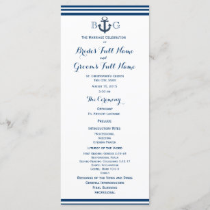 Nautical Wedding Programs Zazzle