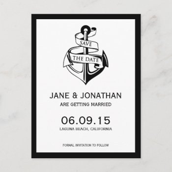 Nautical Anchor Wedding Save The Date Announcement Postcard by loveisthething at Zazzle
