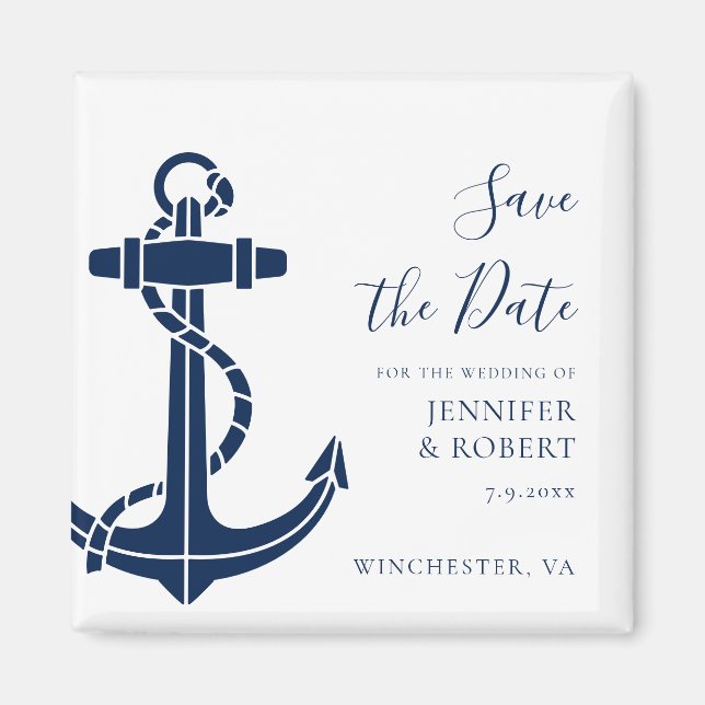 Nautical Anchor Wedding Save the Date Magnet (Front)