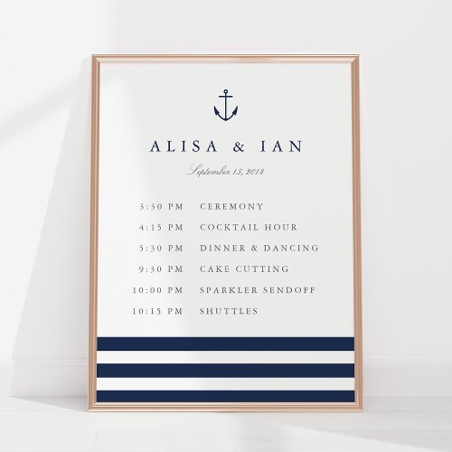 Nautical Anchor Wedding Schedule Sign