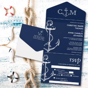 Nautical Anchor Wedding Song Request Navy Meal All In One Invitation