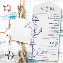 Nautical Anchor Wedding Song Request White Meal All In One Invitation