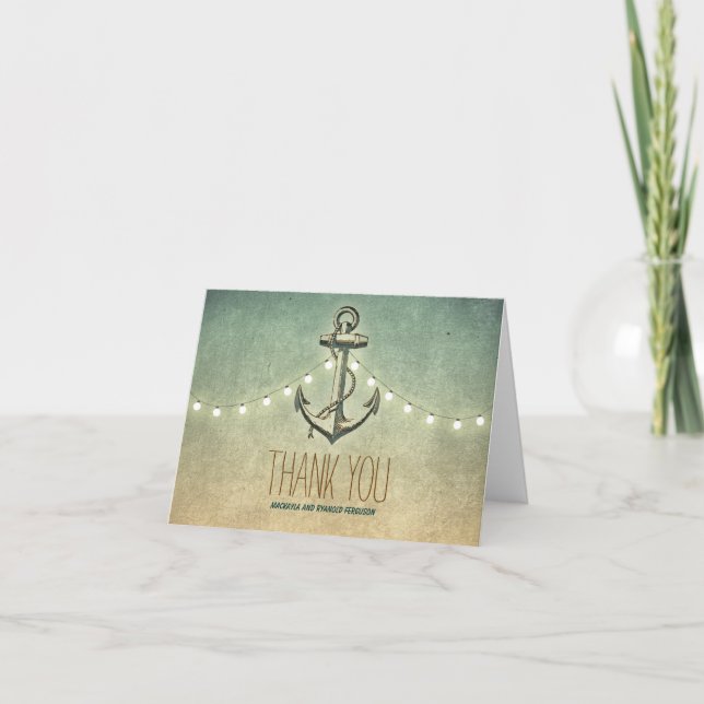 Nautical Anchor Wedding Thank You Card (Front)