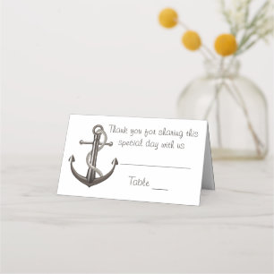Nautical Anchor Wedding Thank You Gray Escort Place Card