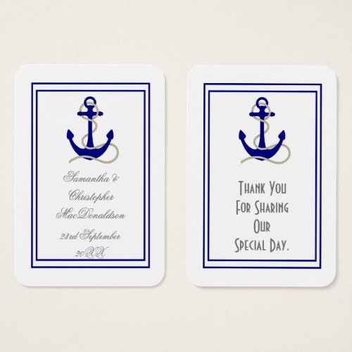 Nautical anchor wedding thank you tag