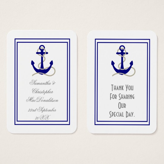 Nautical anchor wedding thank you tag (Front & Back)
