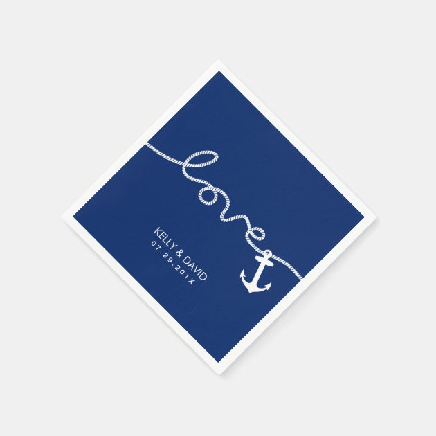 Nautical Anchor Wedding Tying The Knot Napkin