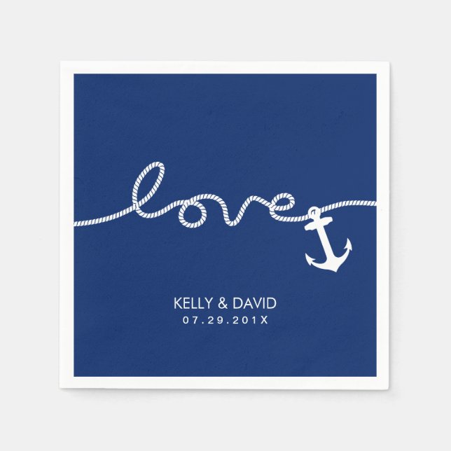 Nautical Anchor Wedding Tying the Knot Napkins (Front)
