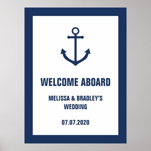 Nautical Anchor Wedding Welcome Aboard Sign