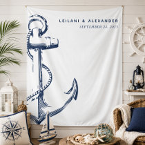 Nautical Anchor Wedding White Tapestry