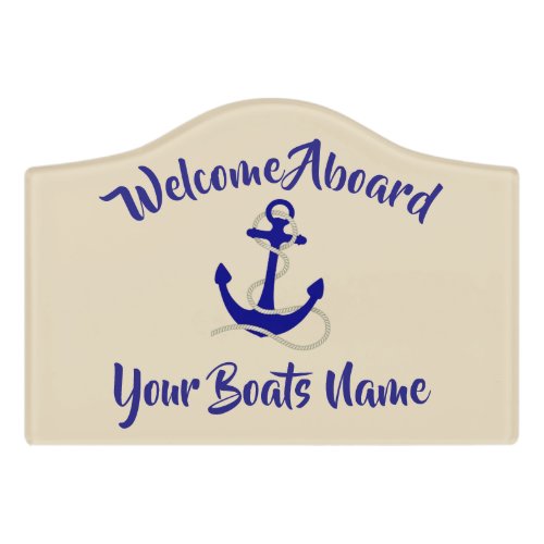 Nautical anchor welcome aboard boat door sign
