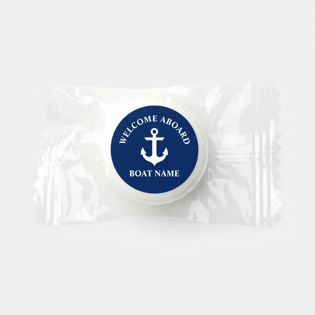Nautical Anchor Welcome Aboard Boat Name Life Saver® Mints (Front)