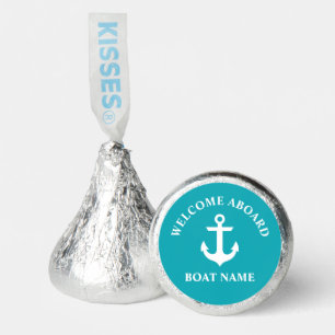 Nautical Anchor Welcome Aboard Boat Name Turquoise Hershey®'s Kisses®