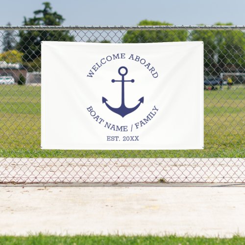 Nautical anchor Welcome Aboard Custom Boat name Banner