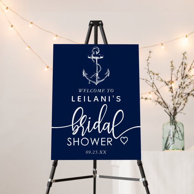 Nautical Anchor Welcome Bridal Shower Navy Blue Foam Board (In Situ (Stand))