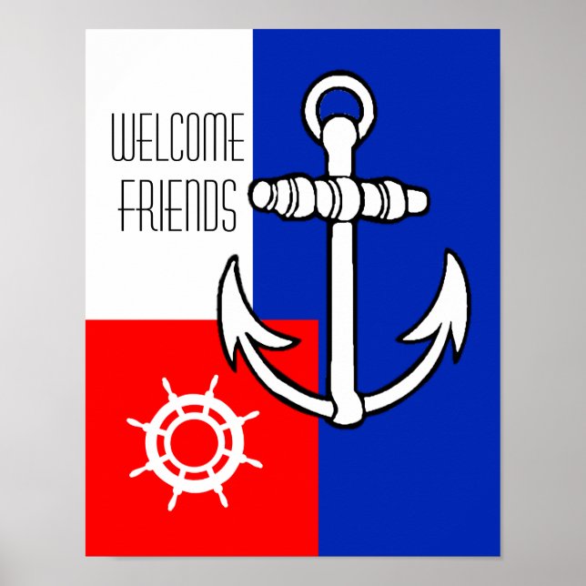 Nautical Anchor- Welcome Friends Poster (Front)