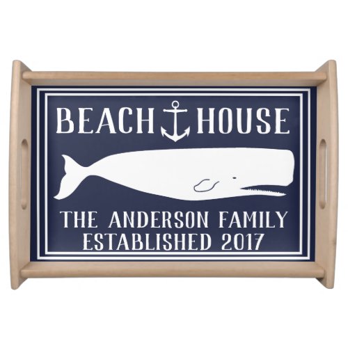 Nautical Anchor  Whale Family Beach House Serving Tray