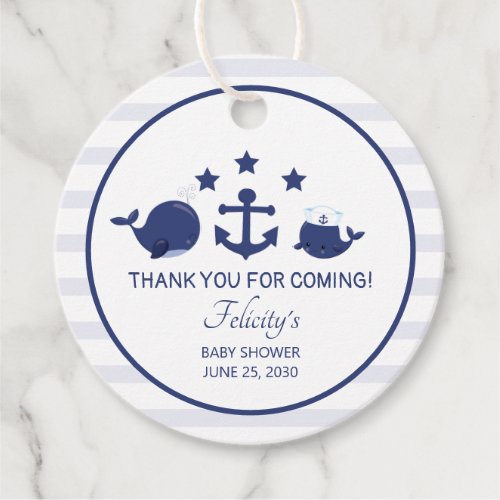 Nautical Anchor Whales Boy Baby Shower Favor Tags