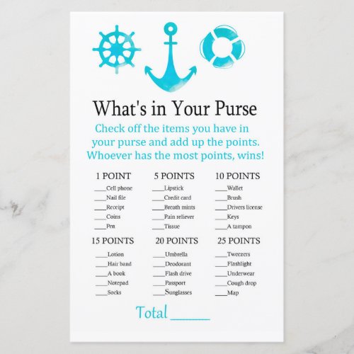 Nautical Anchor Whats in your purse game