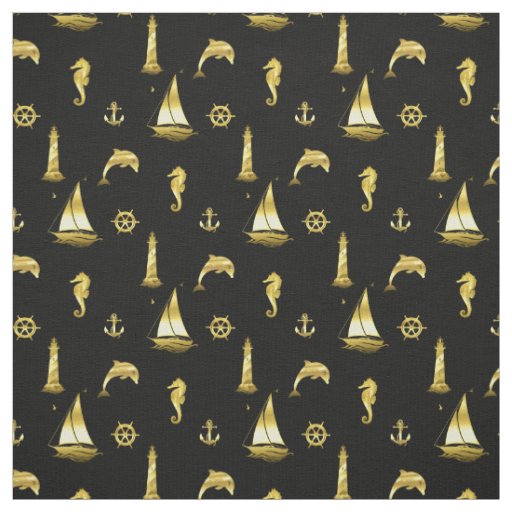 Nautical anchor/wheel/dolphin/seahorse/lighthouse fabric