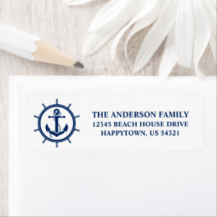 Nautical Anchor Wheel Rope Return Address Label