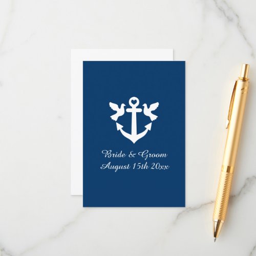 Nautical anchor  white doves silhouette wedding enclosure card