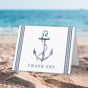 Nautical Anchor White Thank You Card