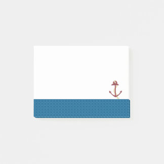 Nautical Anchor with Blue Patterned Border Post-it Notes