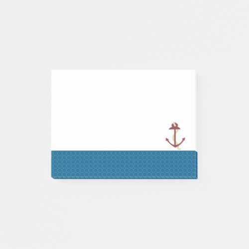 Nautical Anchor with Blue Patterned Border Post_it Notes