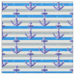 Nautical Anchor With Blue Stripes Fabric