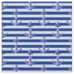 Nautical Anchor With Blue Stripes Fabric